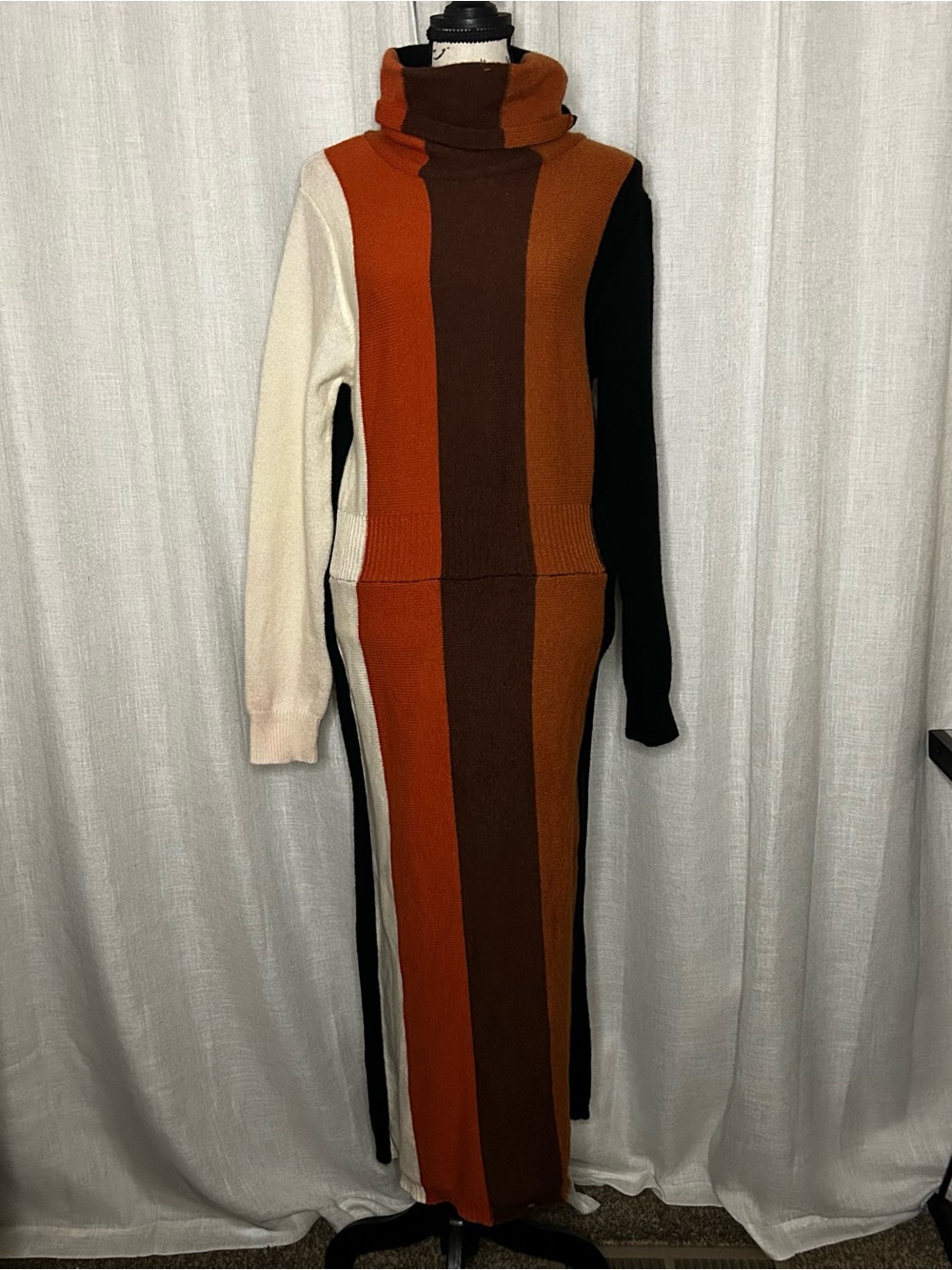 Shein Women's L Colorblock Turtleneck Knit Maxi Dress